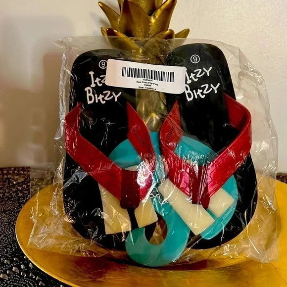 ITZY BITZY TODDLER GIRLS FLIP FLOPS NIP RED SIZE 9 - Picture 1 of 4